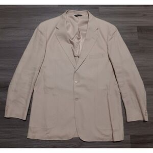 Alan Flusser Men's Tan 100% Linen Blend 2 Button Sports Coat Size 45R